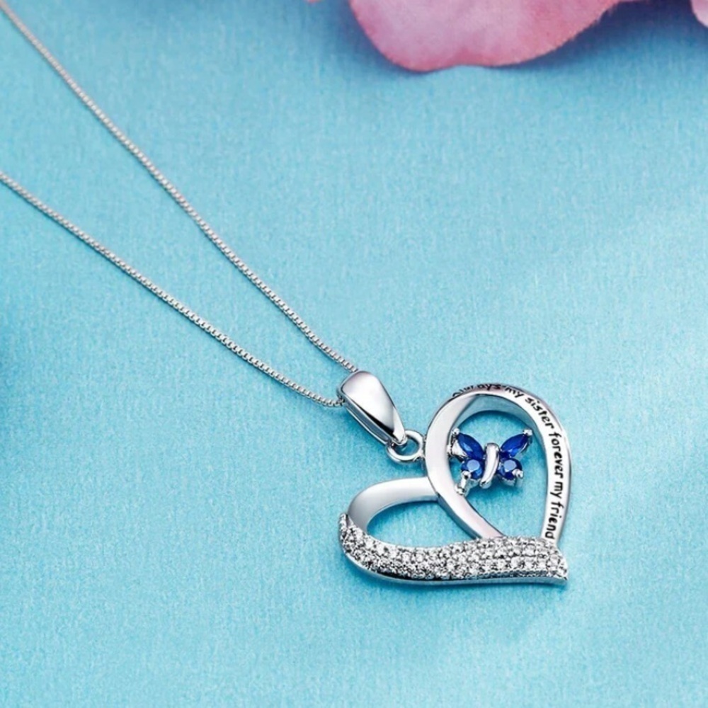 Sister Butterfly Heart Necklaces Gift